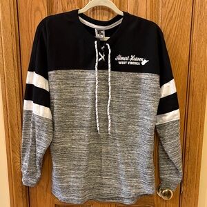 Lace-Up Pullover Sweatshirt - Black & Gray NWOT